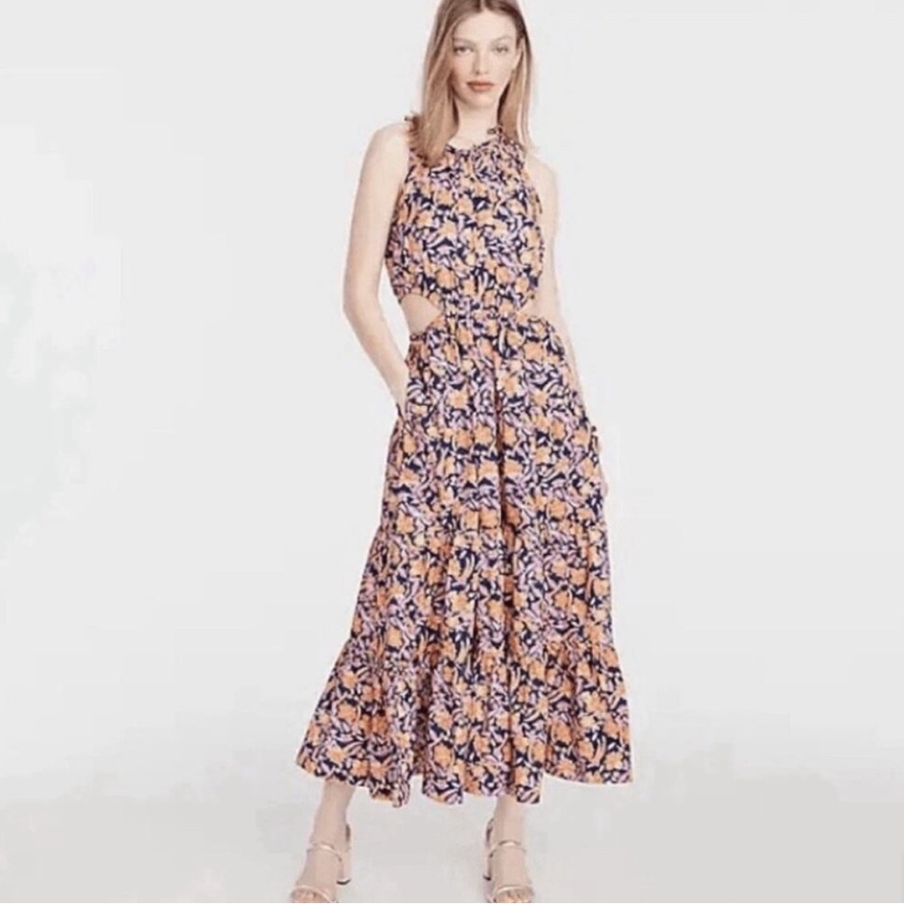 J. Crew Harbour Floral Side Cutout Cotton Maxi Dress, Size 3X, NWT